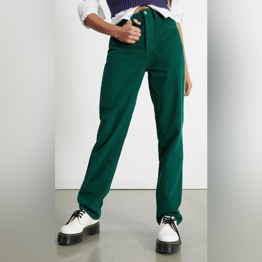 NWT PACSUN Straight Leg High Rise Dad Jean Size 25 Green Corduroy Pants Women’s